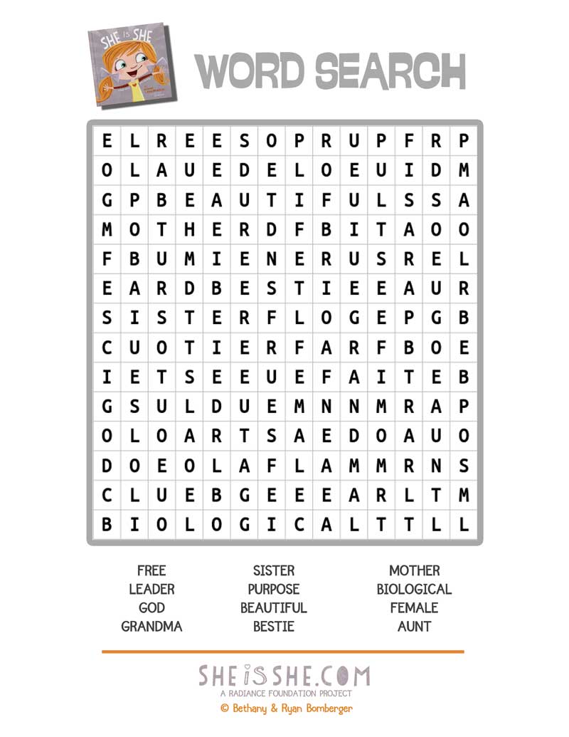 Word Search - She Is She Activity Page